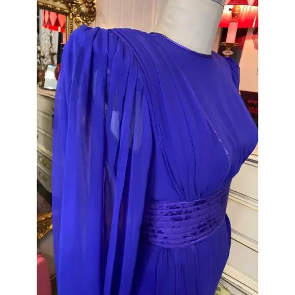 vintage 1980s purple silk dress by wayne clark sheer statement 80s fashion sm 26 - Picture 5 of 11